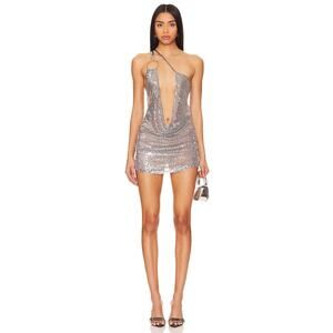 Jaded London Draped Mini Dress With Ring Detail Gunmetal - US 2/ UK 6